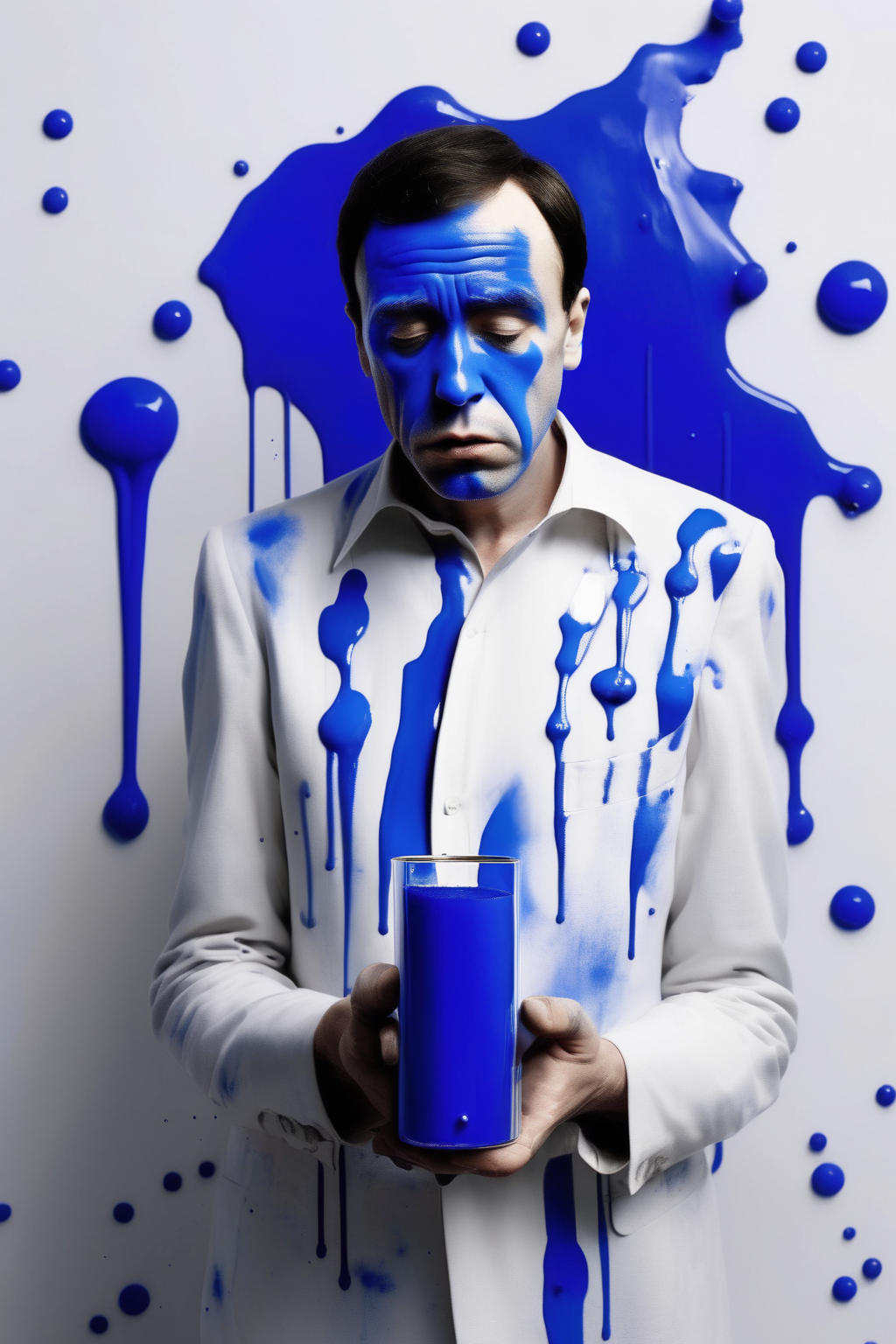 01287-424508577-_lora_Yves Klein Style_1_Yves Klein Style - a man whose face is painted Yves Klein blue holding a glass cylinder and crying on a.png